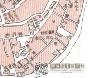 野上英一标注的苍霞州东瀛学校旧址位置（来源：野上英一《福州考》1937年）