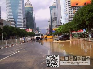 2005“龙王”台风过后的五四路（林陶江拍摄）