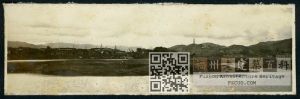 1930年左右从大樟溪拍摄的永泰县城全景，联奎塔清晰可见（来源：井口资郎福州影集，林轶南收藏）